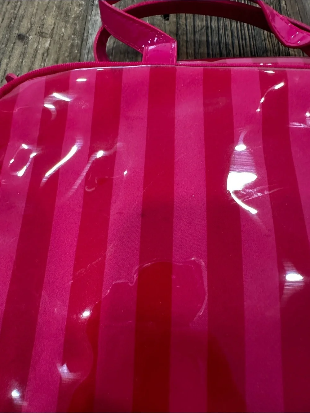 Victoria's Secret Hot Pink Clear Panel Travel Cosmetic Pouch